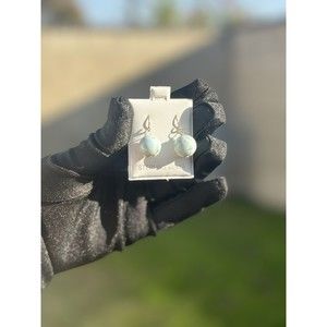 Sterling Silver Larimar Beaded Earrings 12 mm